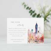 Carte D'accompagnement Chicago Illinois Watercolor Scape Wedding Details (Debout devant)