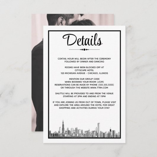 Carte D'accompagnement Chicago Skyline (Devant / Derrière)