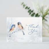 Carte D'accompagnement Chickadee Bird in Winter Thank You Enclosure Card (Debout devant)