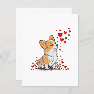 Carte D'accompagnement Chien Valentine Cute Corgi Saint Valentin