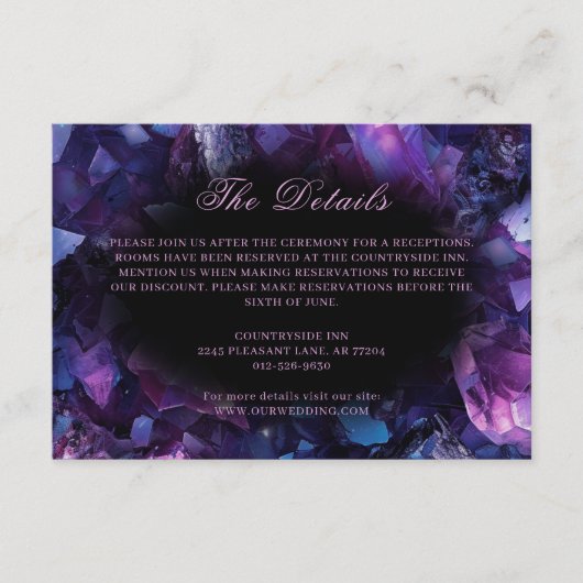 Carte D'accompagnement Chiffres de sorcière Boho Améthyste foncé Mariage (Devant)