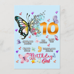 Carte D'accompagnement Chiffres doubles papillons 10 ans papillons I
