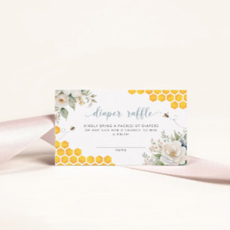 Carte D'accompagnement Chimier Bee Floral Diaper Raffle