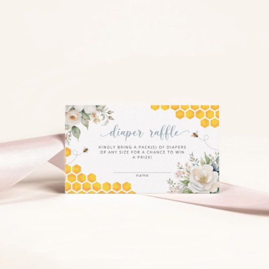Carte D'accompagnement Chimier Bee Floral Diaper Raffle