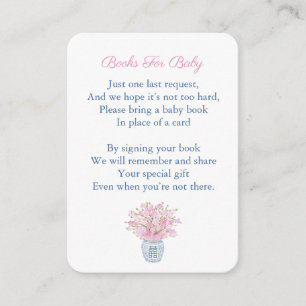Carte D'accompagnement Chinoiserie Bleue Et Rose Apportent Un Baby shower