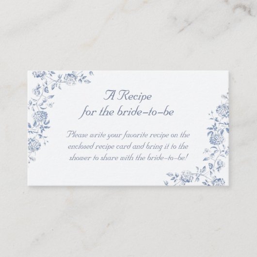 Carte D'accompagnement Chinoiserie Floral Recette pour que la mariée soit (Devant)