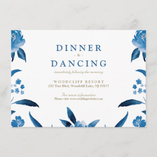 Carte D'accompagnement Chinoiserie florale bleue Accueil de mariage
