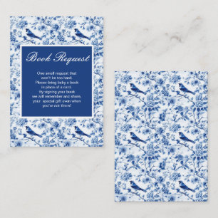 Carte D'accompagnement Chinoiserie Oiseaux bleus et Fleurs Baby Shower
