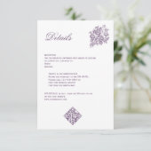 Carte D'accompagnement Chinoiserie Purple Rose Bouquet Mariage victorien (Debout devant)