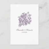 Carte D'accompagnement Chinoiserie Purple Rose Bouquet Mariage victorien (Dos)