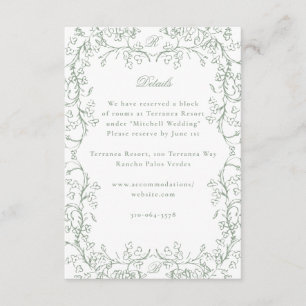 Carte D'accompagnement Chinoiserie romantique Sage Vert Mariage