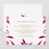 Carte D'accompagnement Chinoiserie rose florale Hébergement Mariage (Devant / Derrière)