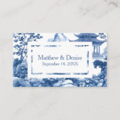 Carte D'accompagnement Chinoiserie Toile Bleue Elégant Mariage Pagode RSV (Dos)