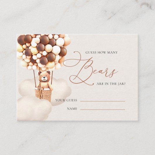 Carte D'accompagnement Chocolat Devinez Combien D'Ours Ballons Billets (Devant)