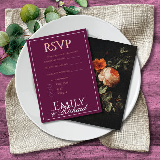 Carte D'accompagnement Choix de repas pour RSVP de mariage floral antique