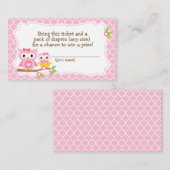 Carte D'accompagnement Chouette Baby shower Déchets Billet Raffle (Devant / Derrière)