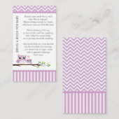 Carte D'accompagnement Chouette Baby shower pourpre Apporter un livre Dou (Devant / Derrière)