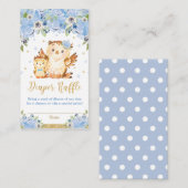 Carte D'accompagnement Chouette Bleu Baby shower Floral Raffle (Devant / Derrière)