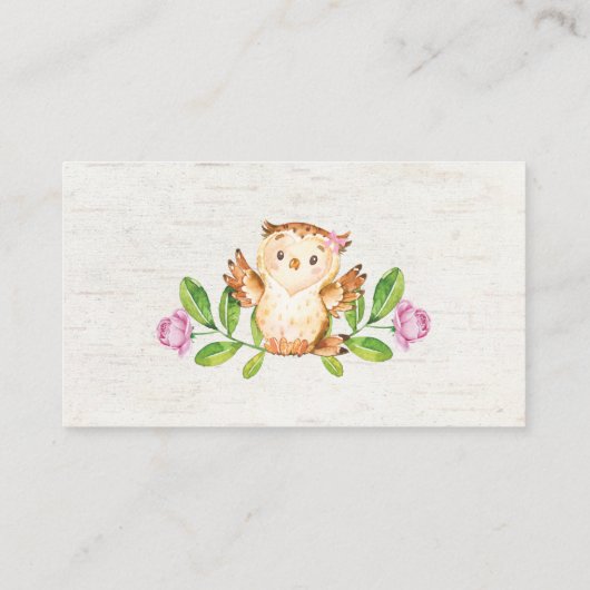 Carte D'accompagnement Chouette florale rose - Billetterie pour bébé et m (Dos)