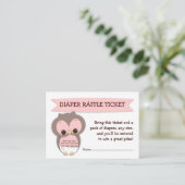 Carte D'accompagnement Chouette rose Baby shower Déchets Raffle Billet In (Debout devant)