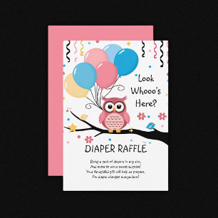 Carte D'accompagnement Chouette rose mignonne avec ballons et Baby shower