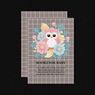 Carte D'accompagnement Chouette rose moderne Baby shower Floral & Grille
