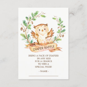 Carte D'accompagnement Chouette Woodland Baby shower Déchets Billet