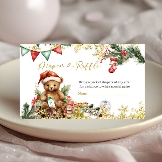 Carte D'accompagnement Christmas Bear Santa Boy Diaper Raffle