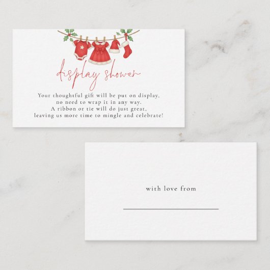 Carte D'accompagnement Christmas Clothesline Display Baby Shower (Devant / Derrière)
