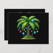 Carte D'accompagnement Christmas Palm Tree Light Hawaiian Tropical New Ye (Devant / Derrière)