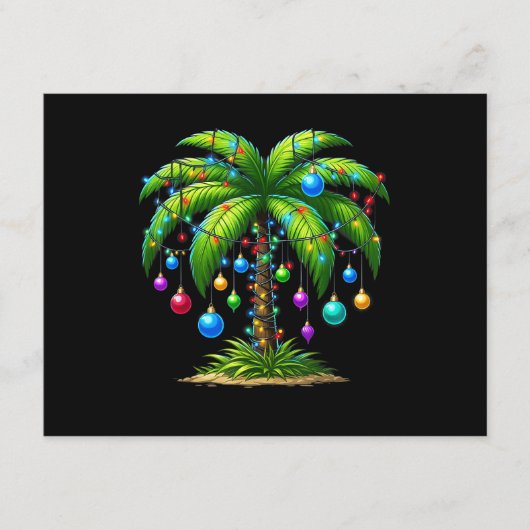 Carte D'accompagnement Christmas Palm Tree Light Hawaiian Tropical New Ye (Devant)