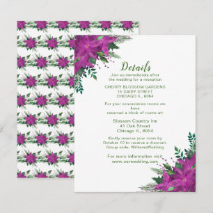 Carte D'accompagnement Christmas Purple Poinsettia Détails du Mariage