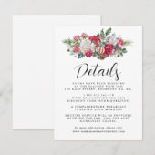 Carte D'accompagnement Christmas Red Floral Mariage Détails de l'invité (Devant / Derrière)