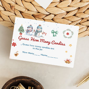 Carte D'accompagnement Christmas Snowman Devine combien de bonbons