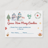 Carte D'accompagnement Christmas Snowman Devine combien de bonbons (Devant)