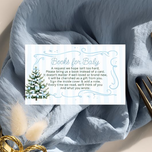 Carte D'accompagnement Christmas Tree Blue Bows Books for Baby Ticket