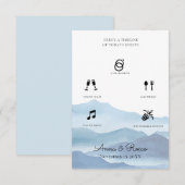 Carte D'accompagnement Chronologie du Mariage d'aquarelle bleu moderne (Devant / Derrière)