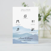 Carte D'accompagnement Chronologie du Mariage d'aquarelle bleu moderne (Debout devant)