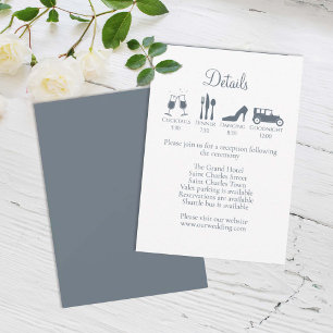 Carte D'accompagnement Chronologie mariage avec détails Mariage Dusty Blu