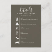 Carte D'accompagnement Chronologie mariage Gris Brown Détails QR Code RSV (Devant)