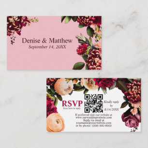 Carte D'accompagnement Chrysanthème romantique Fleur d'amande RSVP QR Cod