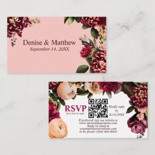 Carte D'accompagnement Chrysanthème romantique Gossamer rose RSVP QR Code