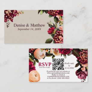 Carte D'accompagnement Chrysanthème romantique Parfaitement pâle RSVP QR