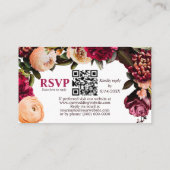 Carte D'accompagnement Chrysanthème romantique Turquoise RSVP QR Code (Dos)