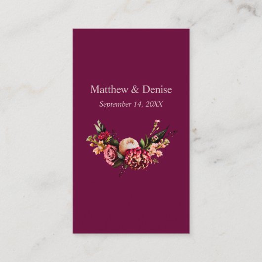 Carte D'accompagnement Chrysanthemum Elegant Bourgogne RSVP Card QR Code (Devant)