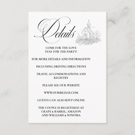 Carte D'accompagnement Church Calligraphy Enclosure Card Details (Devant)