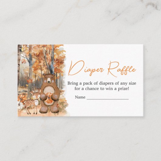 Carte D'accompagnement Chute Citrouille Bois Animaux Bébé Déchets Raffle (Devant)