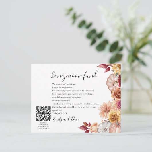 Carte D'accompagnement Chute Lune de miel souhait QR CODE (Debout devant)