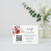 Carte D'accompagnement Chute Maroon Beige Rose Floral QR Code Mariage RSV (Debout devant)