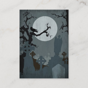 Carte D'accompagnement Cimetière et Pleine lune pour Halloween